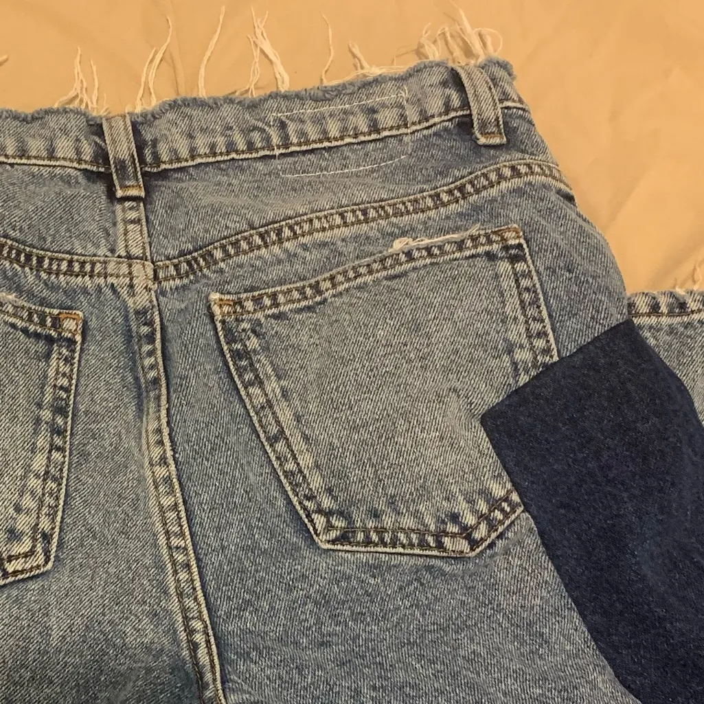 Blue Patchwork two tone denim asymmetric splice jeans Size 2 - Image 11