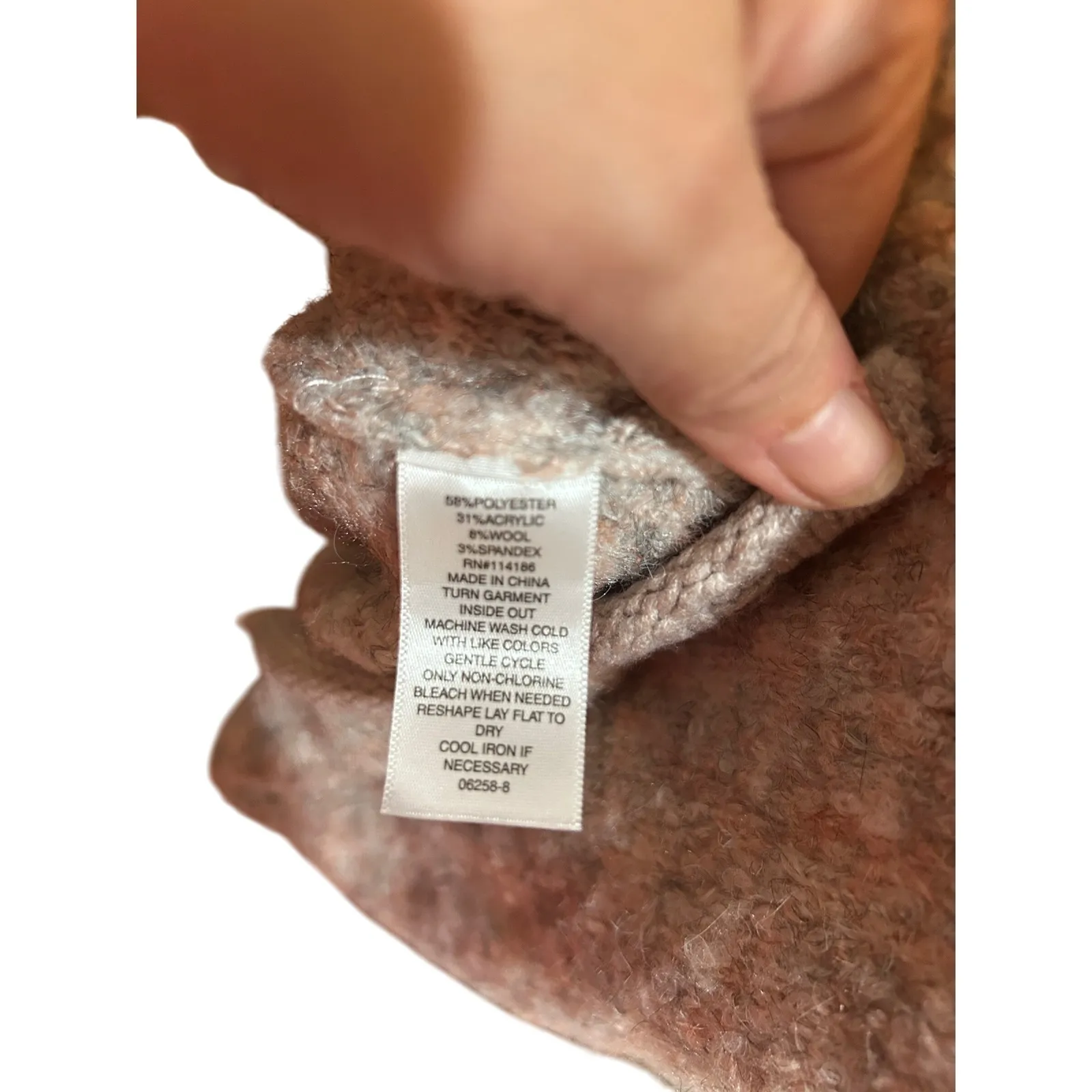 Cozy‎ Knit Sweater with Pocket Long Sleeve Comfortable Pullover Tan Size L - Image 6