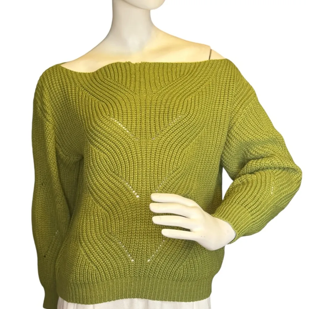 Chic Open Work Long Sleeve Knit Top. Size M - Image 7