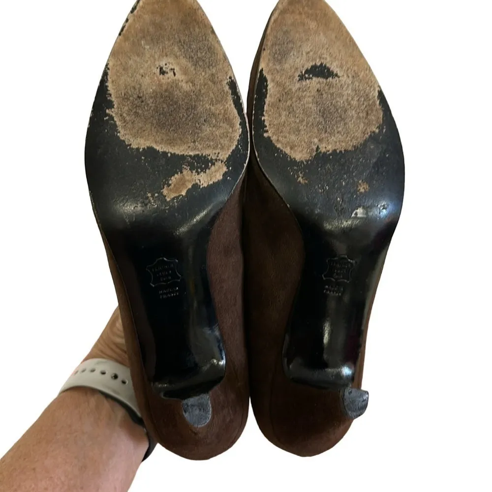 80s vintage Charles Jourdan Paris, brown suede heels, 7.5 inbox - Image 6