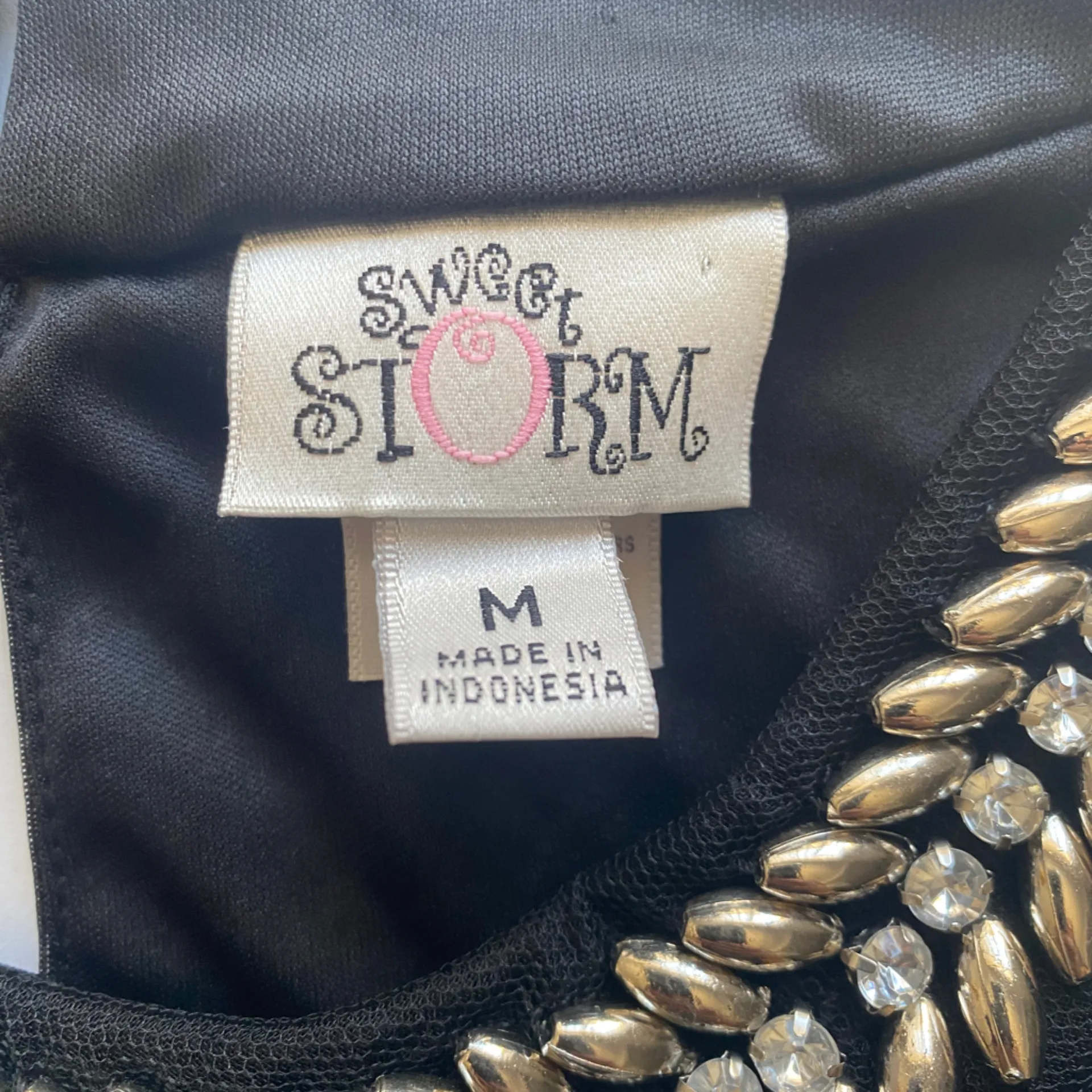 Sweet Storm Long Sleeveless Black Crystal & Beaded Accents Size Medium‎ Dress - Image 7