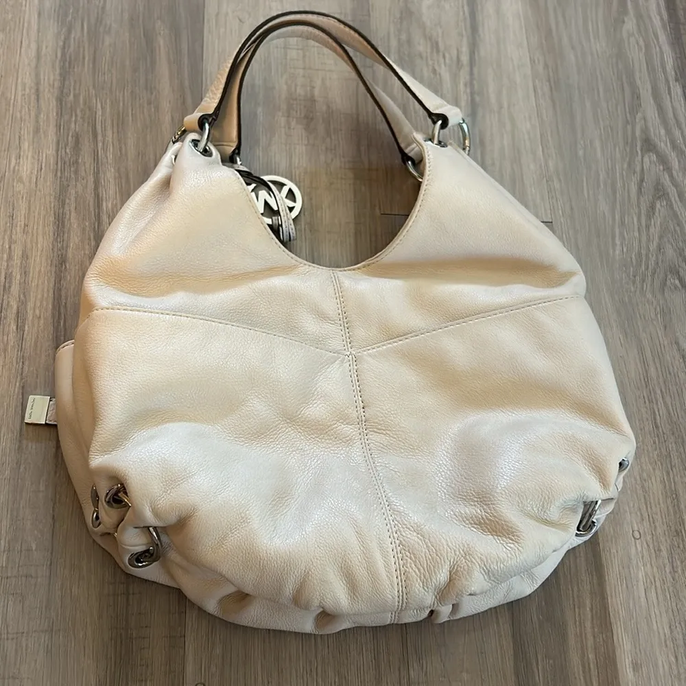 Shoulder Bag Leather Hobo Slouchy Off White Color Handbag - Image 10