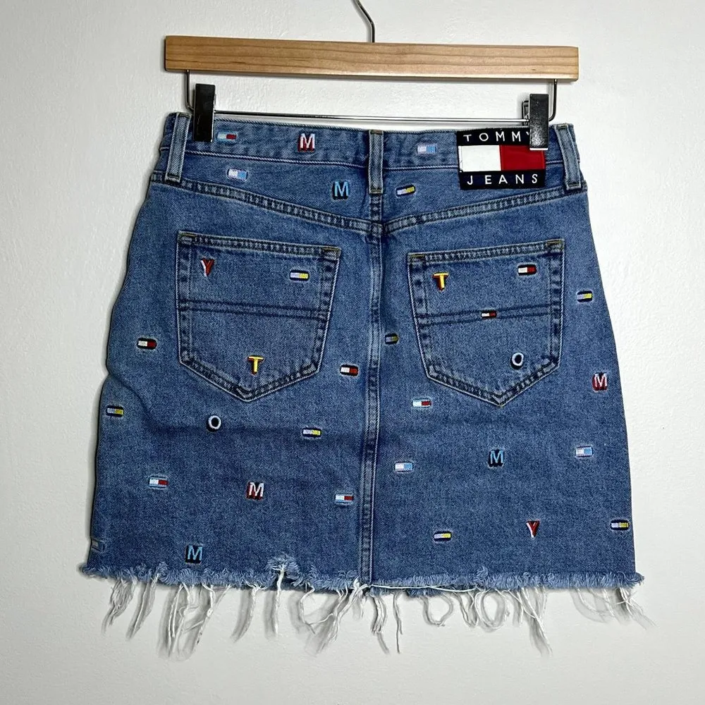 Tommy Hilfiger Embroidered Logo Denim Mini Skirt - Image 2
