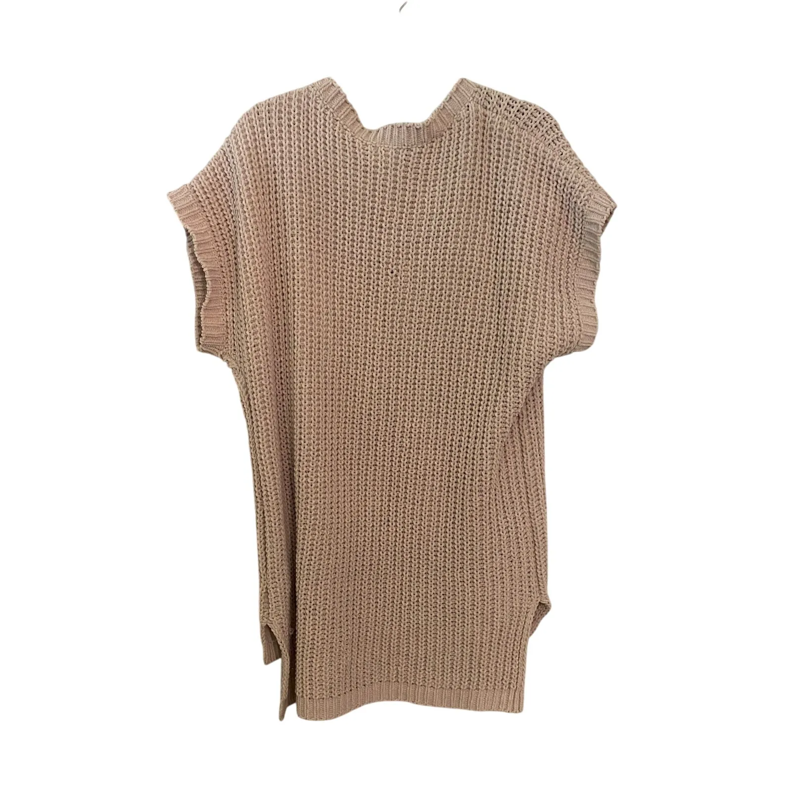POL Short Sleeve High Low Chenille Sweater Vneck Side Slits Small Lagenlook‎ - Image 2