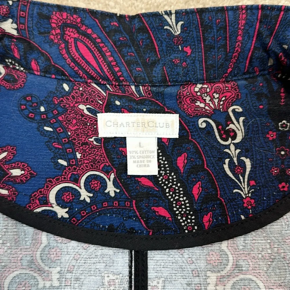 Charter Club Multicolor Paisley Print Jacket Art to Wear Stretch Women Large - Image 5