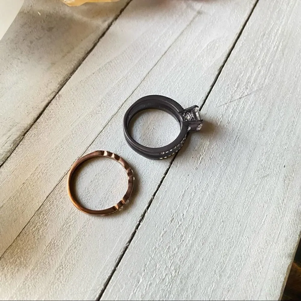 IP Dark & Light Brown Stainless Steel CZ Ring size 8 - Image 7