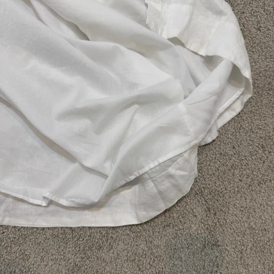 MNG medium Laia linen cap sleeve belted shirt midi dress D1 3066 White - Image 11