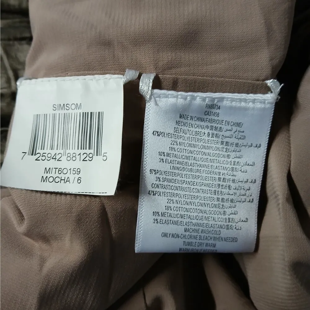 $348 NWT BCBGMAXAZRIA Simsom Taffeta Cocktail Dress Womens 6 Brown Party Wedding - Image 12