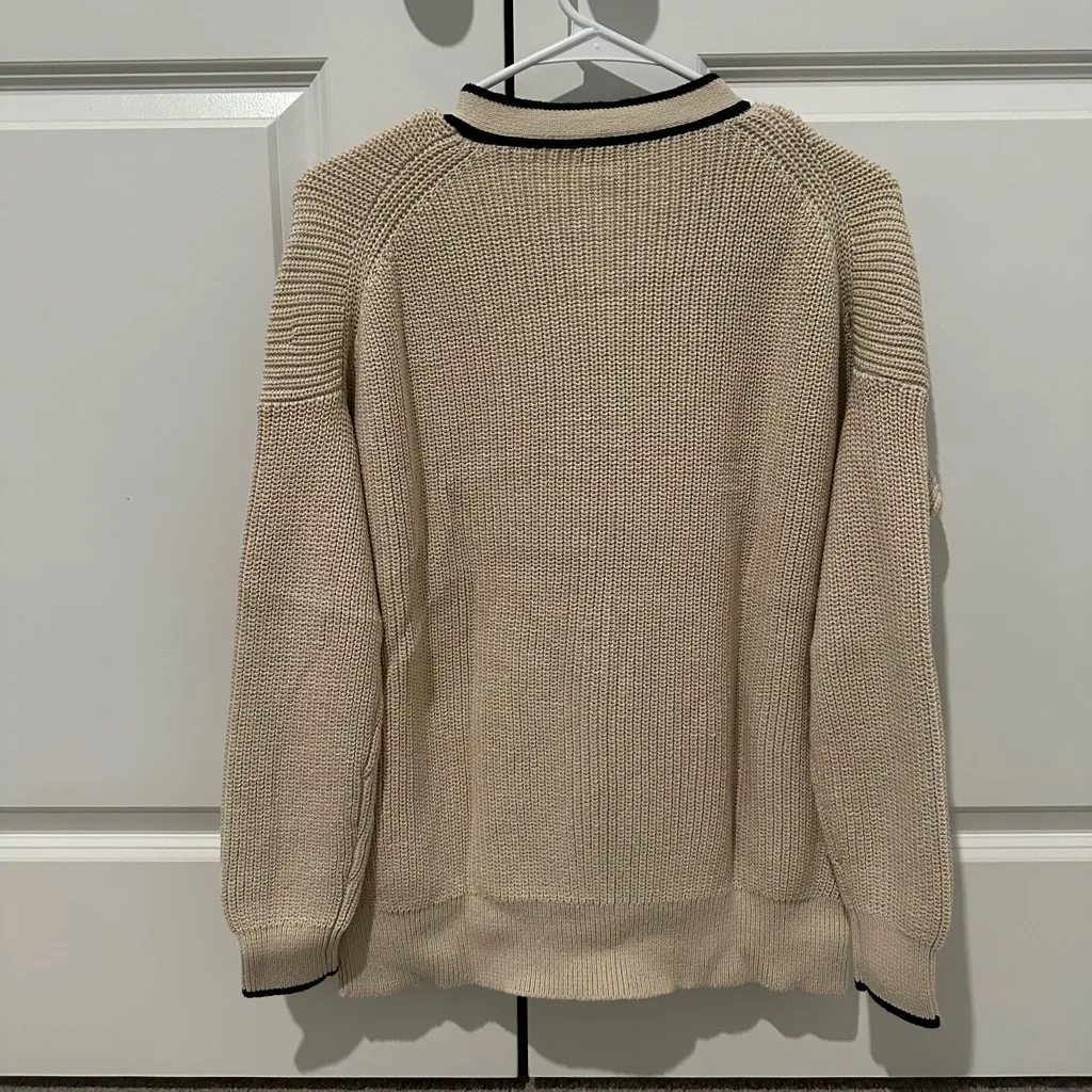 J.Crew  Tipped V-neck Cotton Cardigan Sweater NWT - Image 3