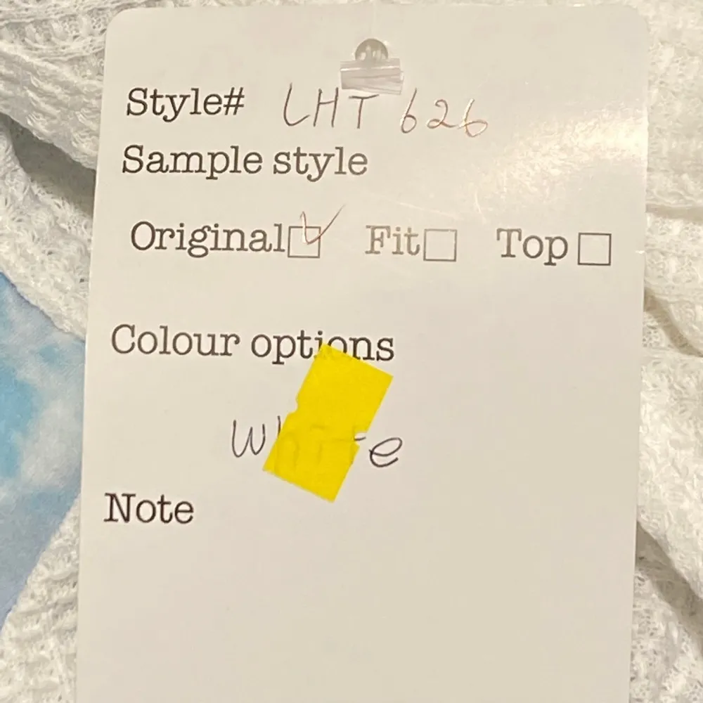 Love + Harmony White Waffle Pattern & Blue Tie Dyed Long Sleeve Side Tie Blouse - Image 8