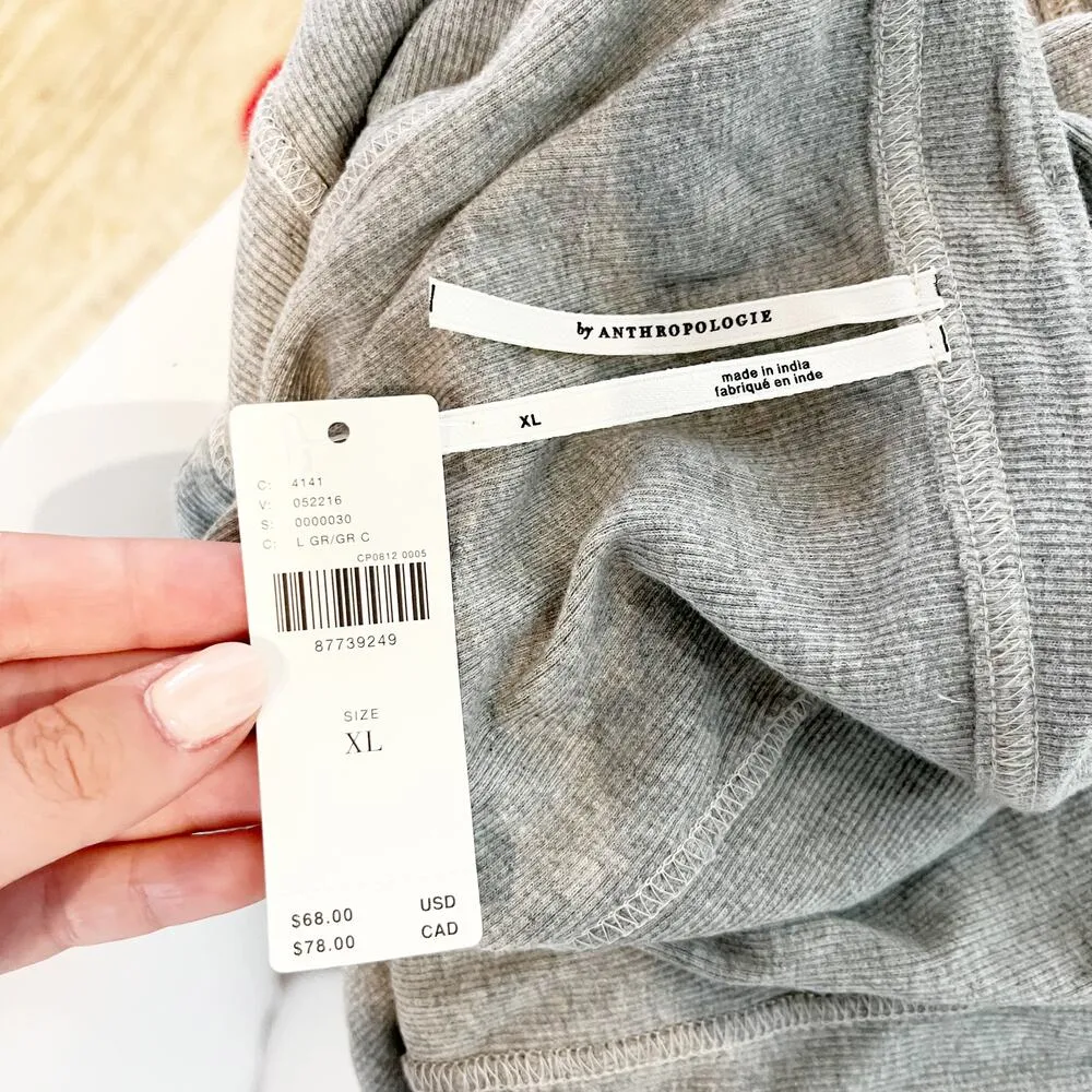 Anthropologie Sleeveless Contrast Stitch Mini Tank Dress Light Gray XL - Image 3