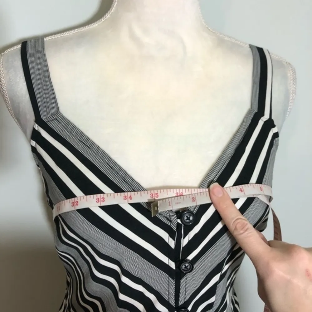 NWOT Black White Striped Button Front Midi Dress - Image 6