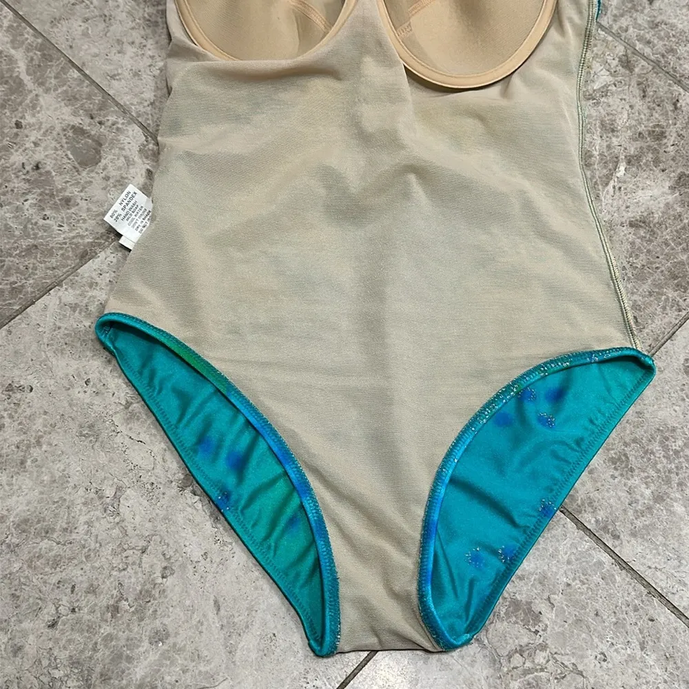 Gottex Gold Label Vintage 80’s Watercolor Surplice One Piece Swimsuit Blue Size 12 - Image 12