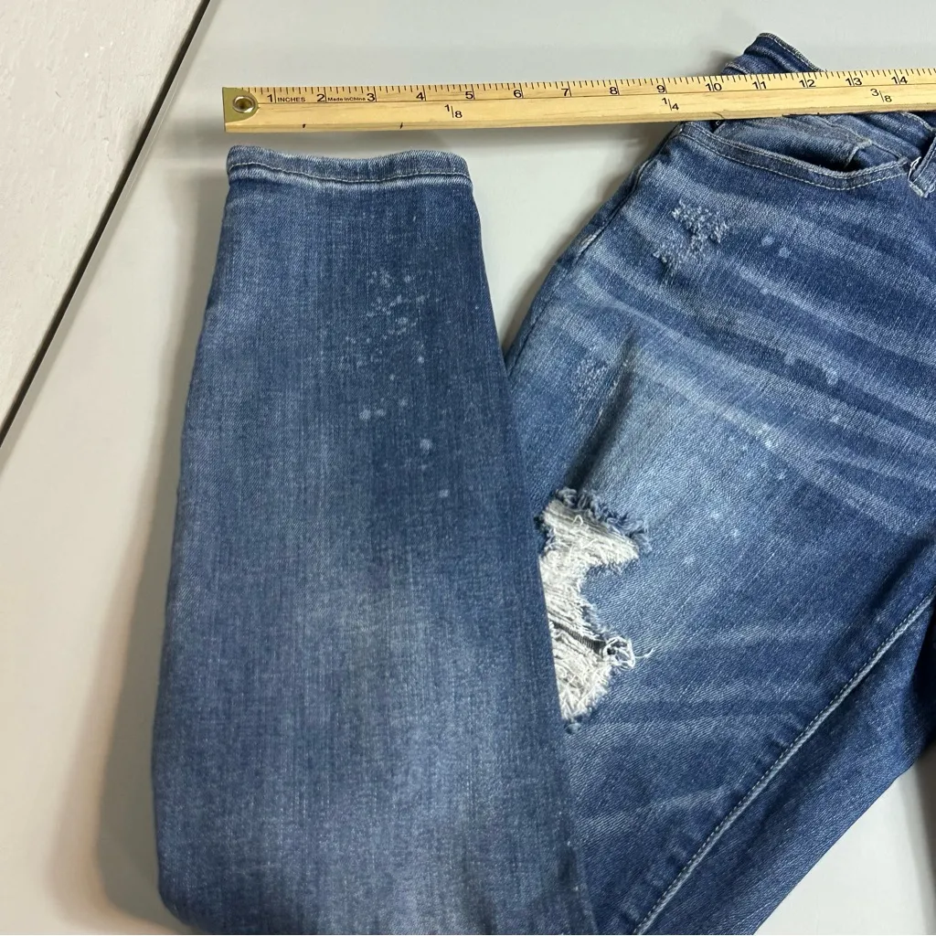 Judy Blue Mid Rise Tummy Control Destroyed Bleach Splatter Skinny Jeans Size 9 - Image 9
