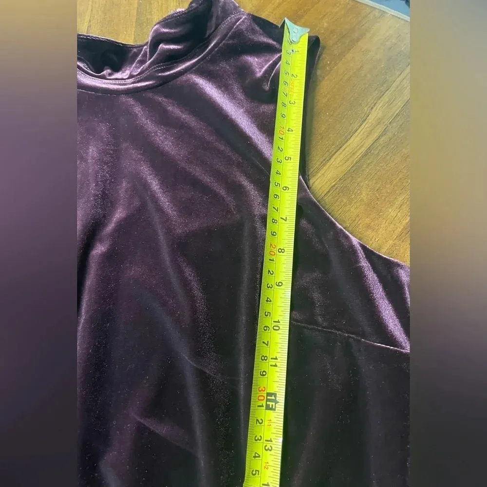 Ann Taylor Factory Amethyst Tie Neck Velvet Dress Sleevless Size Large Petite - Image 6