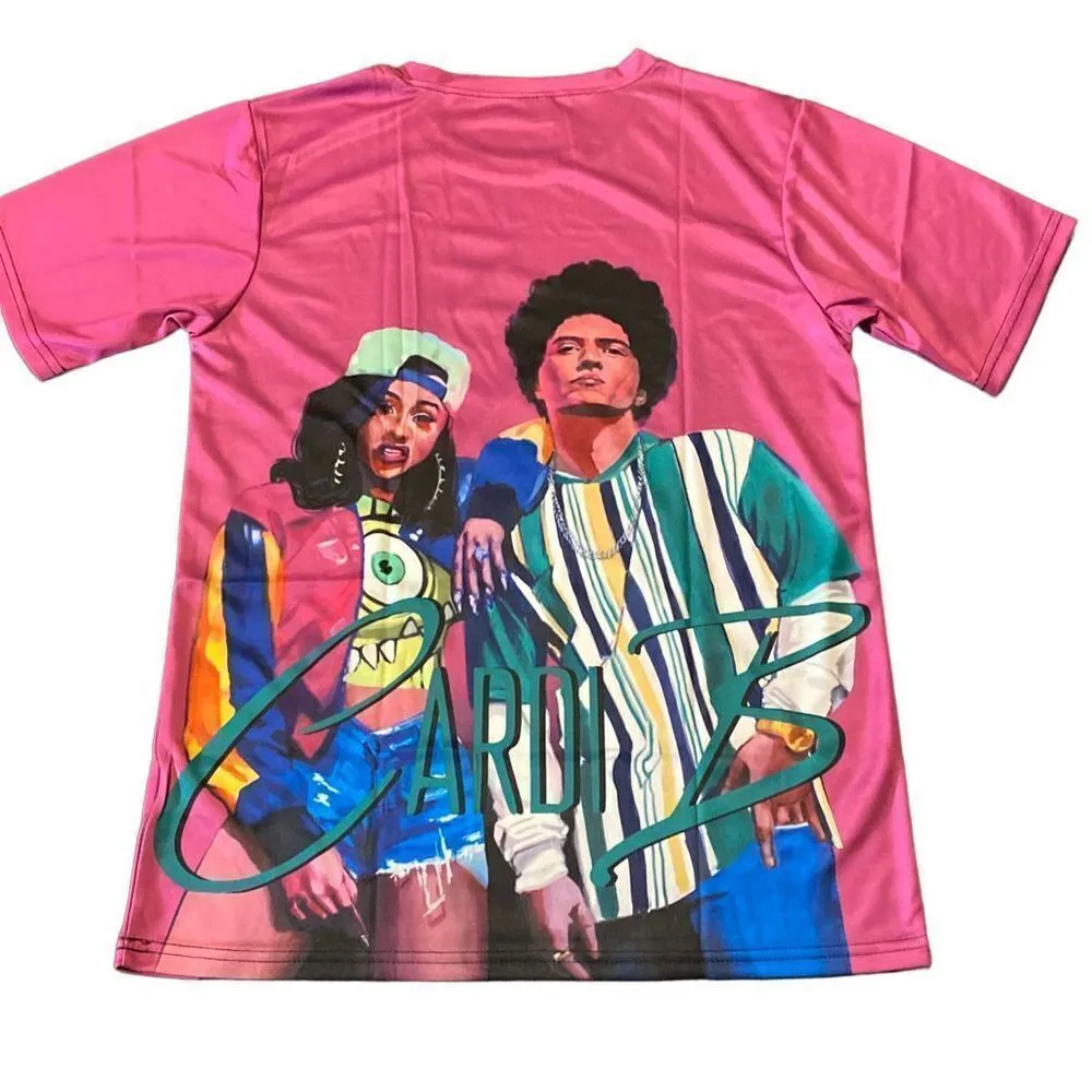 Unisex Women’s Men’s Cardi B & Bruno Mars Short Sleeve T-Shirt Size S NEW - Image 2
