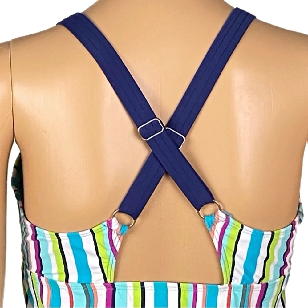 TITLE NINE multi color, striped tankini top with adjustable straps. Medium. EUC - Image 9