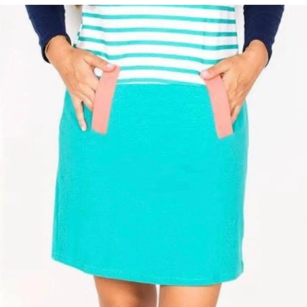 Tracy Negoshian French Terry Striped/ Color Block Dress Medium - Image 3