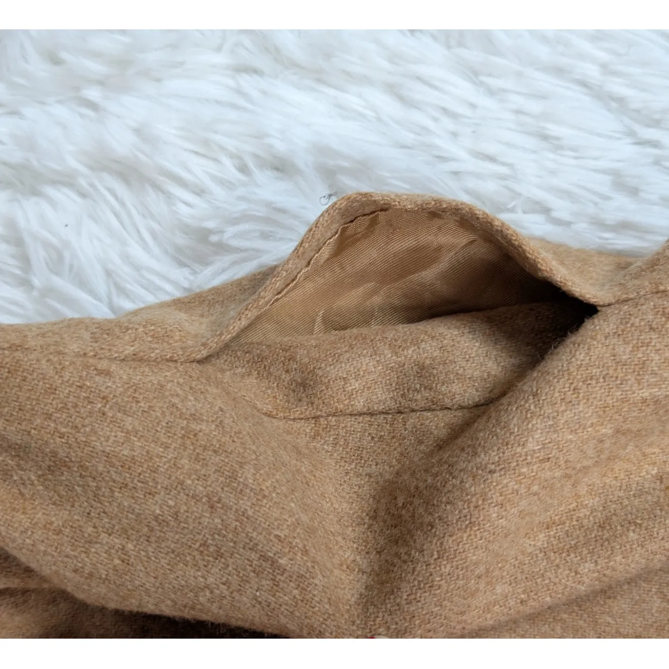 70s Vintage Villager Camel Wool A-Line Midi Skirt Classic Preppy Tailored Skirt - Image 5