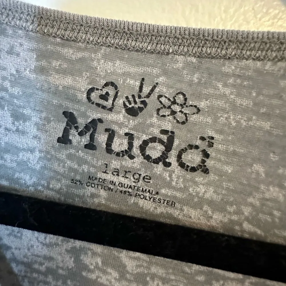 MUDD Grey/Sheer Long Sleeve Scoop Neck Top Size Large - Image 4