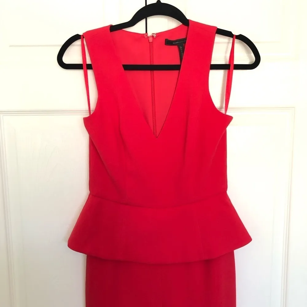 NWT BCBG Cerys Lipstick Red Peplum Pantsuit with Pockets Size 0 - Image 4