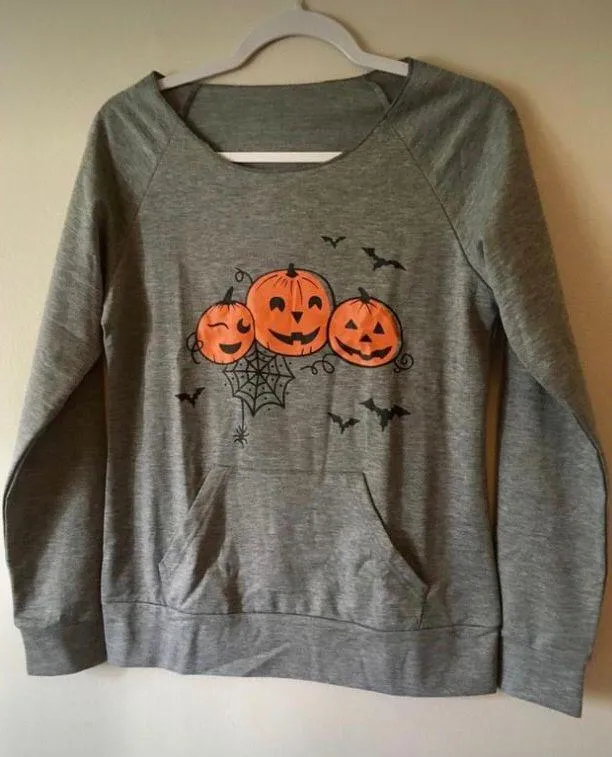Fall/Halloween Sweatshirt, XL Gray - Image 2