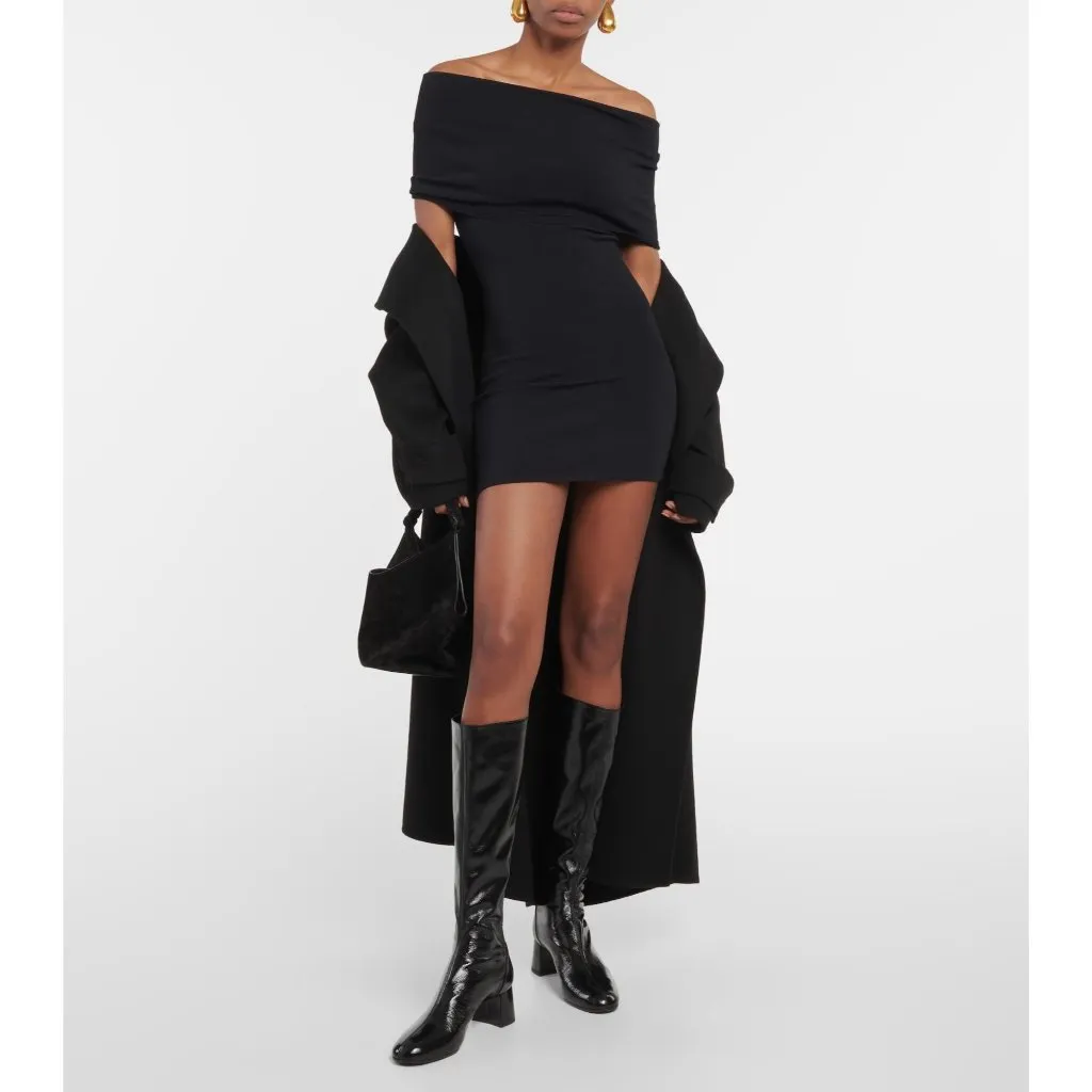 WARDROBE.NYC Off The Shoulder Mini Dress in Black Small New Womens Stretchy - Image 10