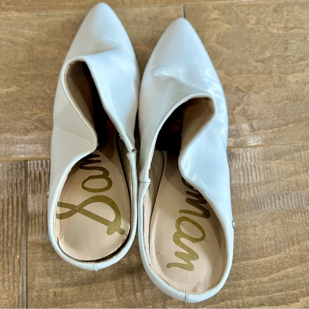 Sam Edelman Women’s Oran Leather Heeled Mule Booties Off White Size 9.5 Used - Image 5