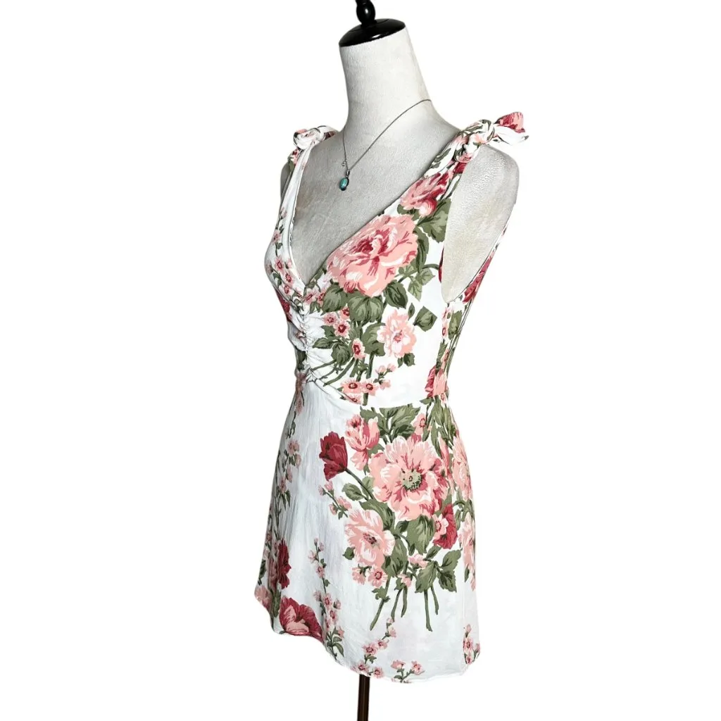 Reformation Floral A-line Lined Mini Dress 8 | Garden Party Romantic Cottagecore - Image 4