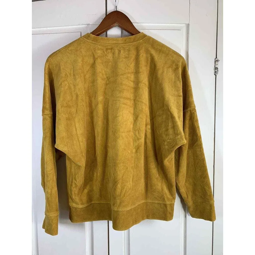 Aerie Soft Velour Sweatshirt Women XS Mustard Yellow Oversized Cozy‎ Top Comfy - Image 2