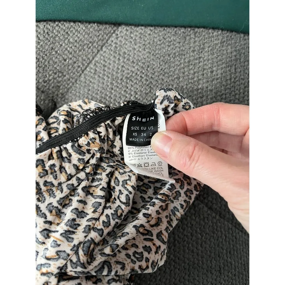 Off the shoulders leopard crop top and fit and flare pants‎ NWOT small - Image 2
