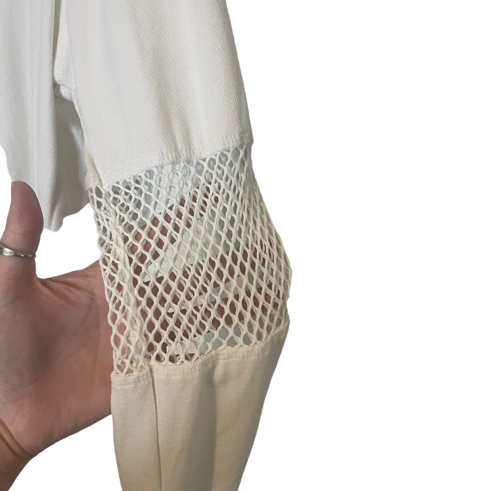 Fitigues Women's Size Medium White Netting Mesh‎ Gorpcore Long Sleeve Top - Image 4