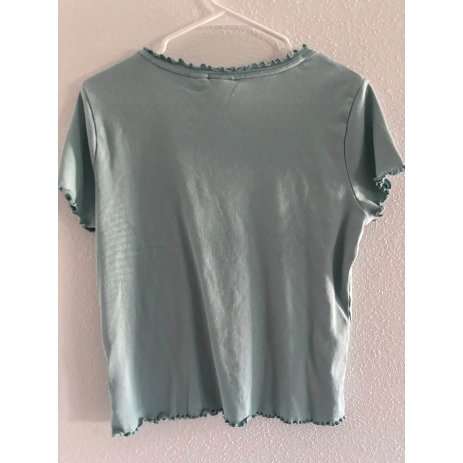 C & C California Top Womens XL Blue Ruffle Hem Classic‎ Casual Preppy Beachy - Image 2