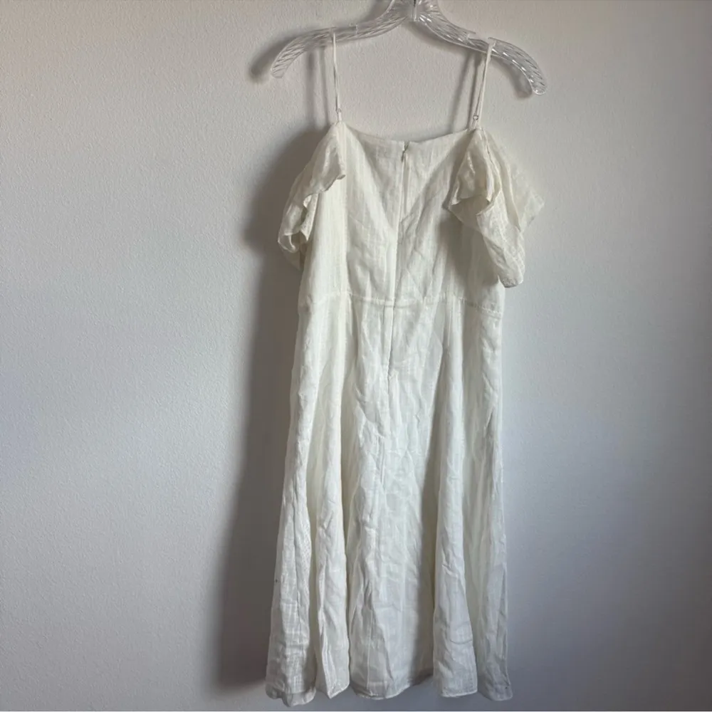 H by Halston Cold Shoulder White Midi Dress Size: 8 - Image 9