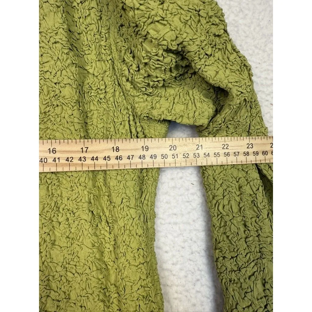 Chicos‎ Jacket Womens 2 Lime Green Ruched Textured Open Front Long Sleeve Boho - Image 5