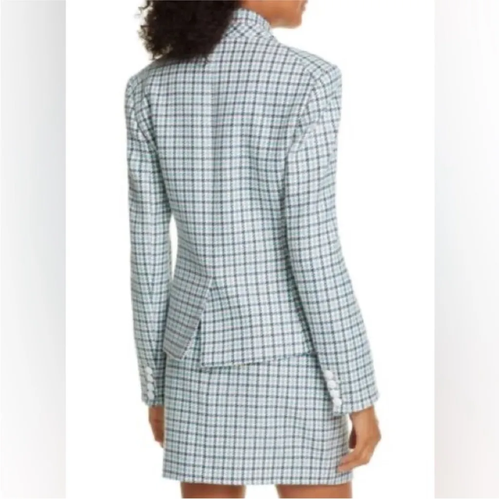 Veronica Beard Turquoise Mauve Farley Dickey Jacket Houndstooth Blazer Size 0 XS - Image 2
