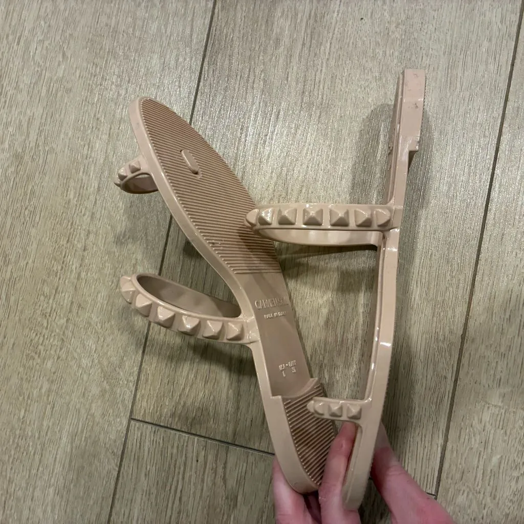 Carmen Sol Women’s Studded Flat Jelly Sandal Maria Made in Italy Size 36/6 US Tan - Image 4