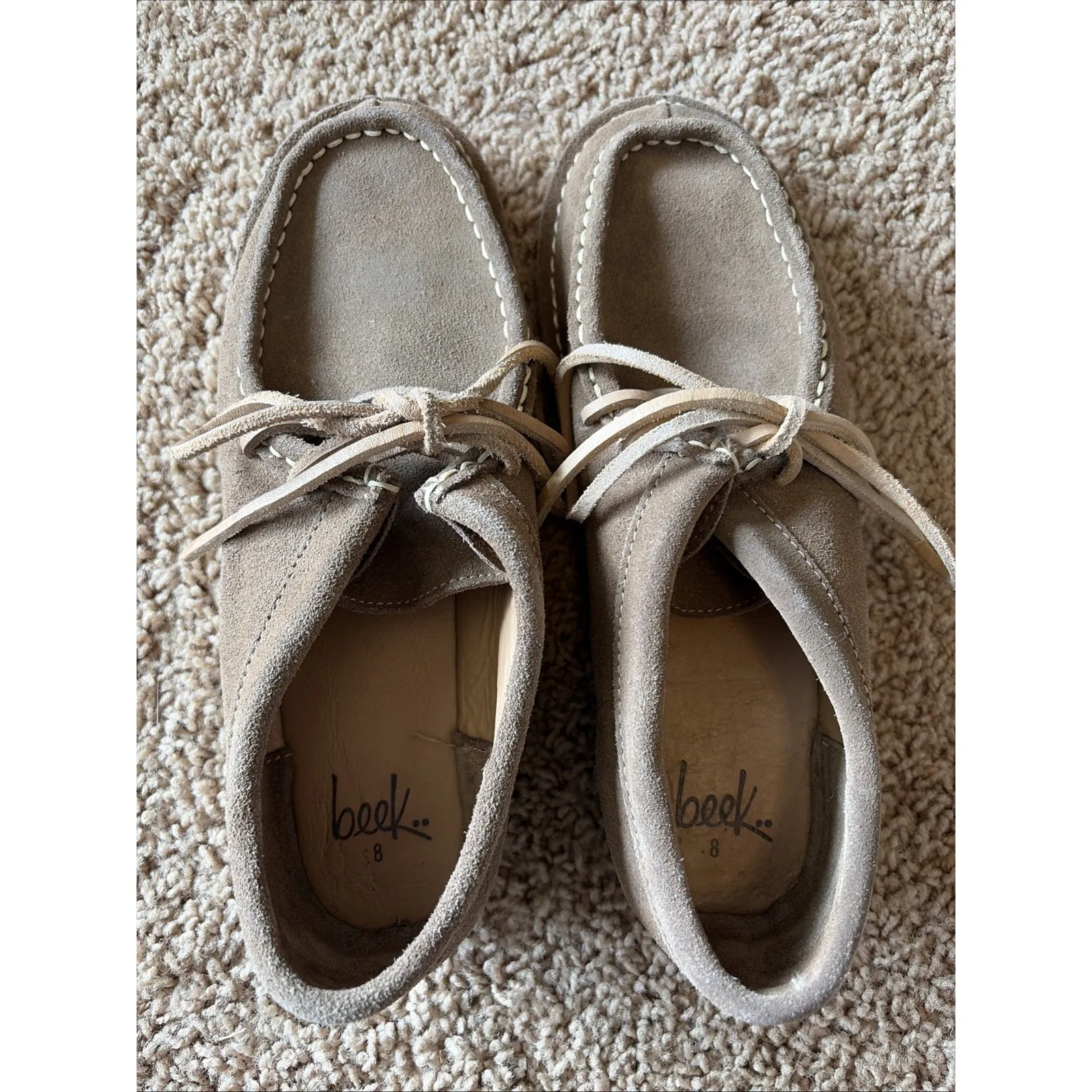 Beek Brown Suede Lace Up Wallabee Moccasin Toe Casual Comfort Shoes Womens 8 - Image 3