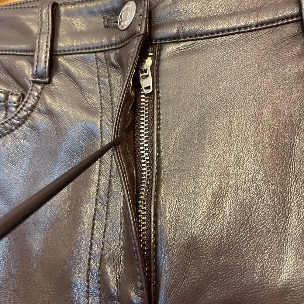 Wilfred Aritzia The Melina Brown Faux Vegan Leather Straight Leg Pants Size 0 - Image 2