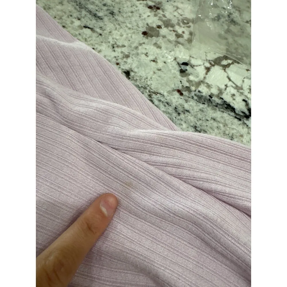 SAYLOR Ainsley Feather Trim Ribbed Halter Mini Dess Lavender Womens Size Large - Image 7