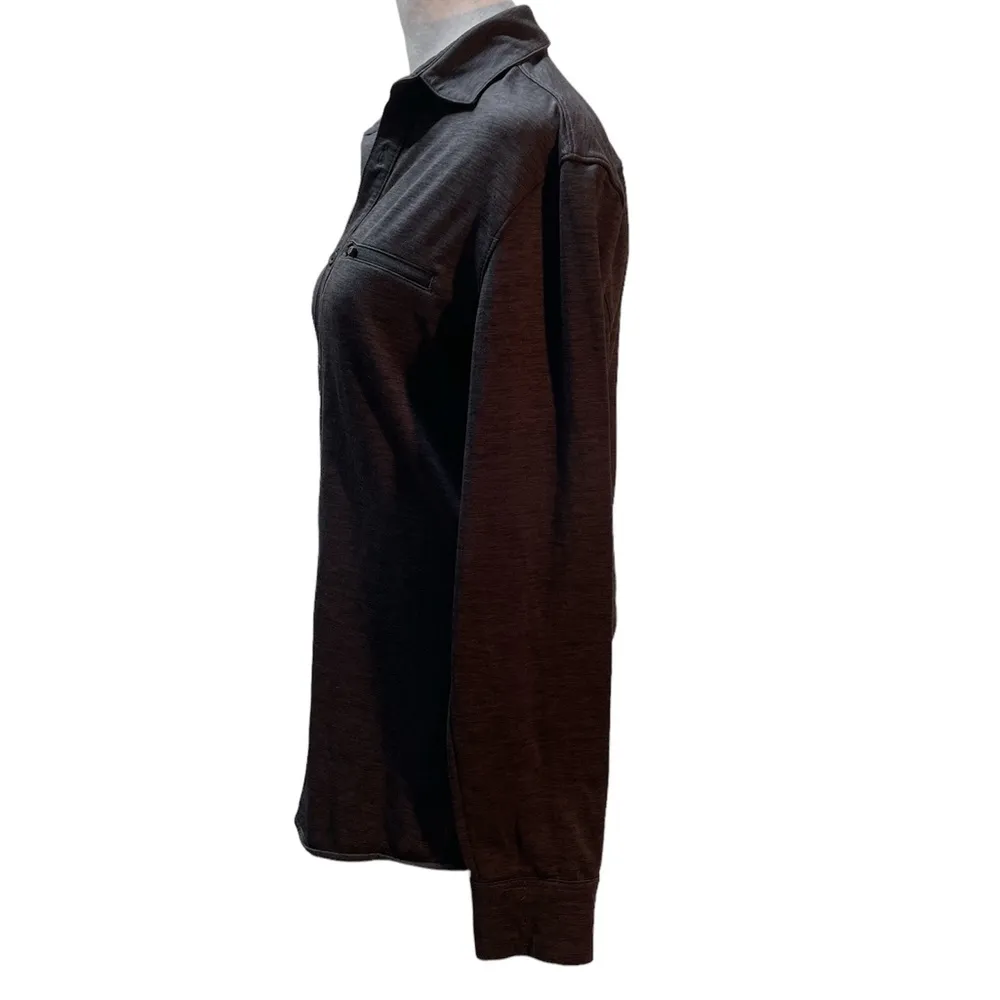Heathered Black/Gray Button Front Collared Long Sleeve Shirt/Jacket XS - Image 2