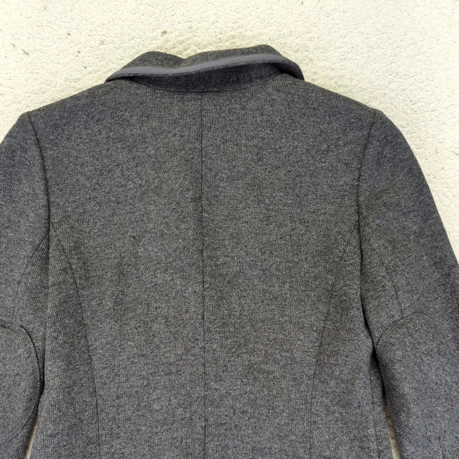 Banana Republic Tipped Blazer Jacket Womens 8P Gray Wool Knit Stretch Equestrian - Image 9