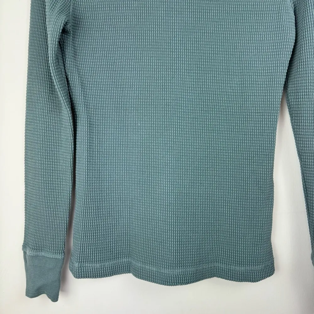 American Giant Henley Waffle Thermal Knit Long Sleeve Shirt Sz Small Blue Green - Image 13