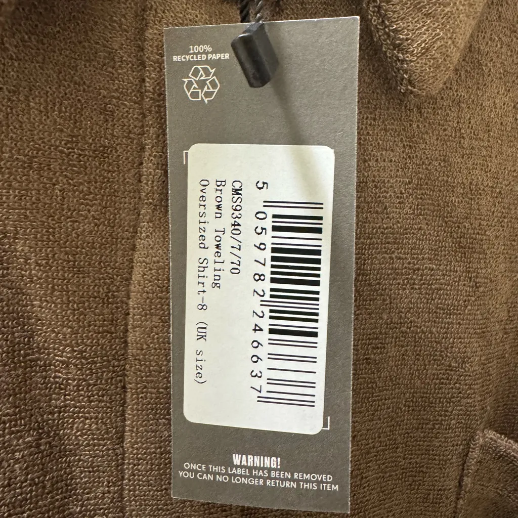 PrettyLittleThing unisex Tan Button Down Shirt - Image 4