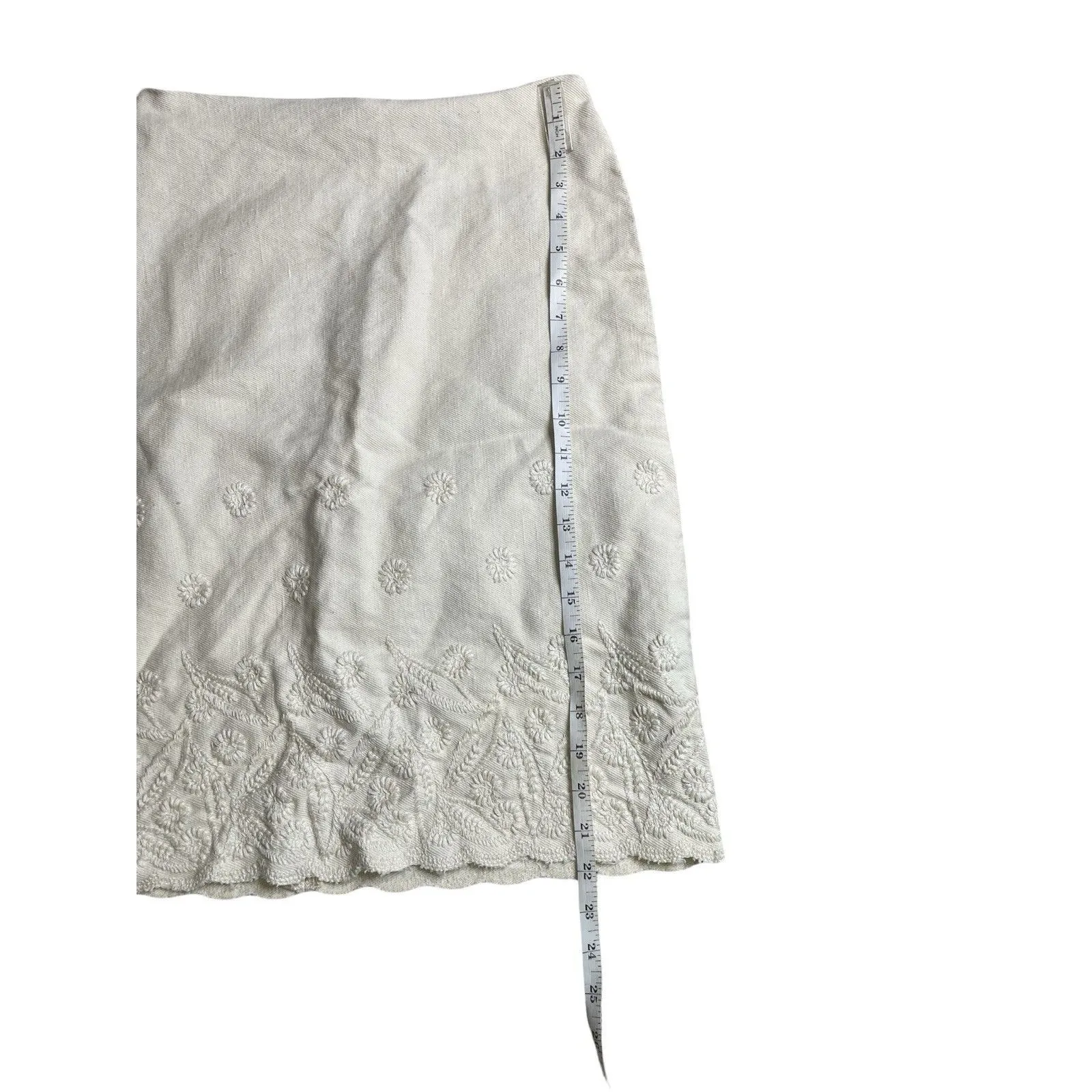 vintage Kors Michael Kors Skirt White Cotton Women Size 8 embroider detail - Image 4