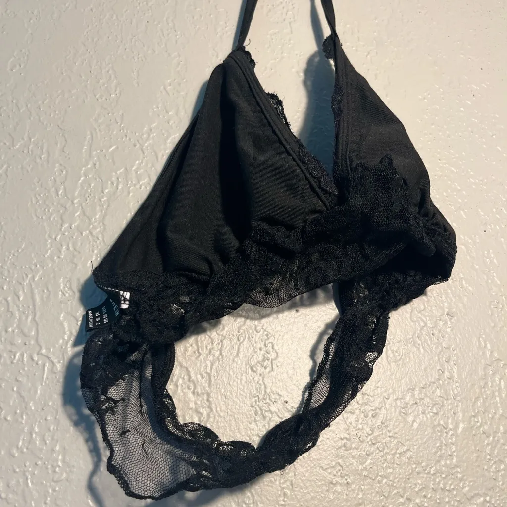 SHEIN Black Lace Bralette Halter Top SZ XS Bra Summer Beach Intimates Lingerie - Image 3