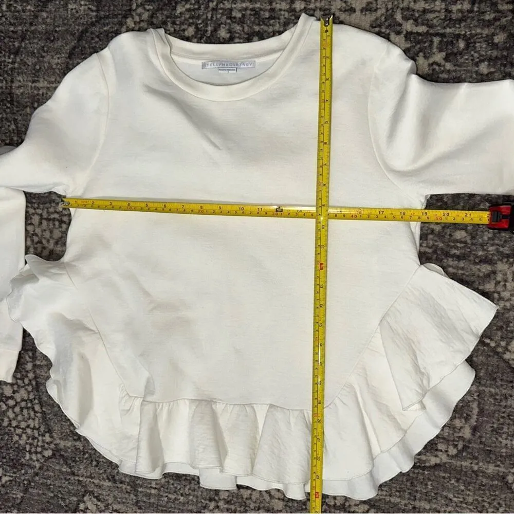 Stella McCartney Women's Size 40 M Cream Ivory Ruffle Trim Sweatshirt - Image 9