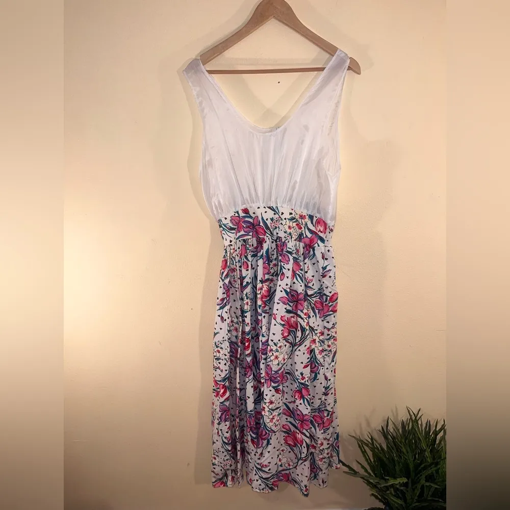 VINTAGE 80S 2 PIECE CROPPED TOP DRESS 12 White - Image 12