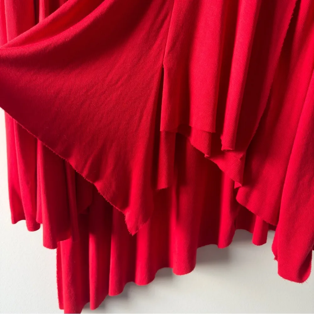 Free People Uptown Turtleneck Sweater Top Red choker cutout asymmetric hem tunic - Image 8