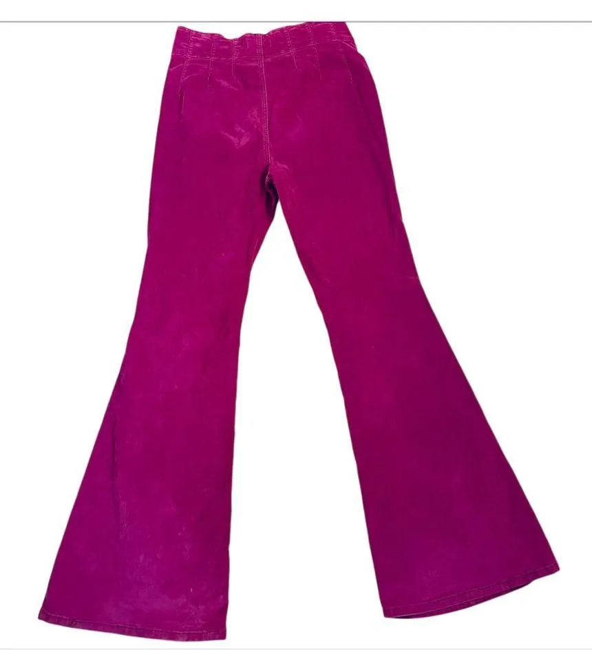 We The Free People Jayde Drawstring Flare Jeans, Size 32, High Rise, Stretch, Fuchsia Pink, Long - Image 5